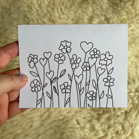 Hearts & Petals - paint your own- Blank Greeting Card