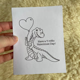 T-Rex Valentine - paint your own- Blank Greeting Card