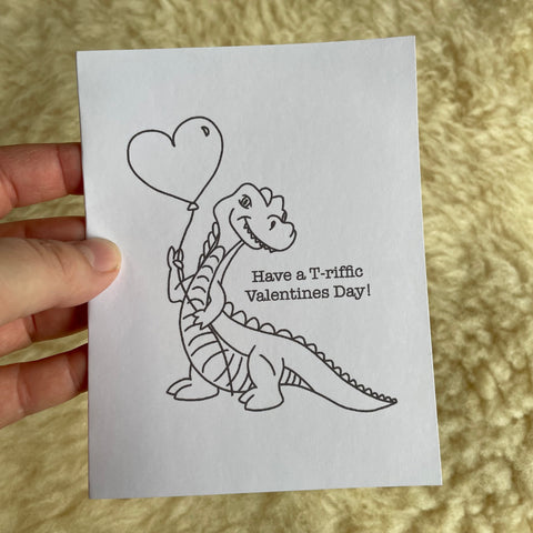 T-Rex Valentine - paint your own- Blank Greeting Card