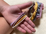 Naturally Dyed Organic Cotton and Rubber Elastic Hair Ties - Cosmos-Marigold-Walnut