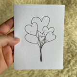 Heart Balloons - paint your own- Blank Greeting Card