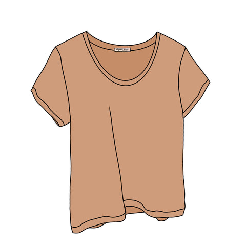 Scoop Neck Tshirt - Brown Organic Cotton - Women’s Clothing